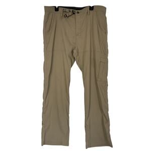 Prana Stretch Zion Pants Mens 38x32 Khaki Cargo Lightweight Outdoor Hiking